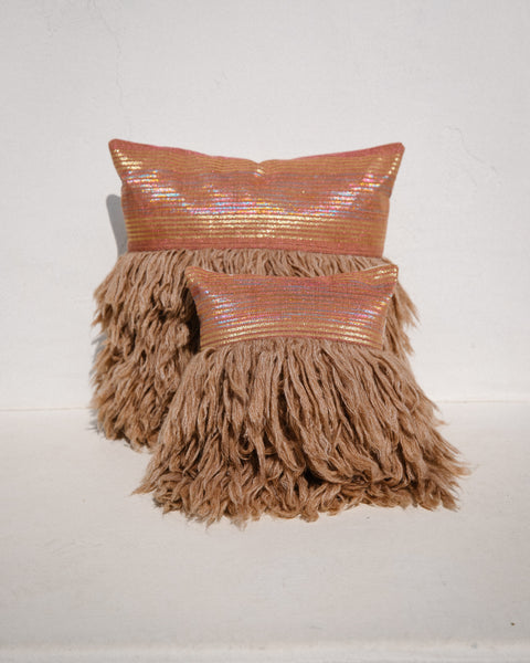 Wugo Throw Pillow - Dusty Pink Stripe/Andes Sand